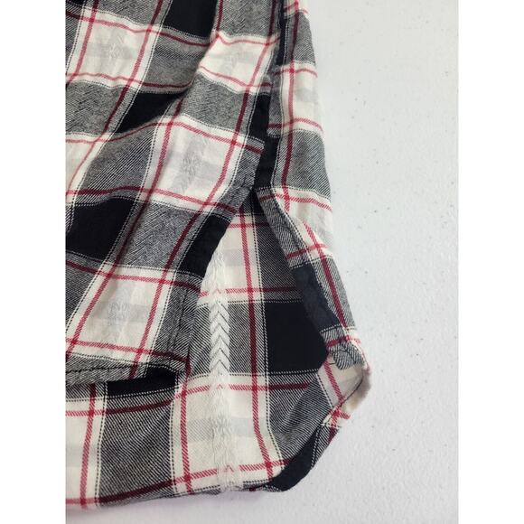 Catherines Black Plaid Roll Tab Sleeve Work Button Down Shirt Women's Size 0X - Picture 9 of 10